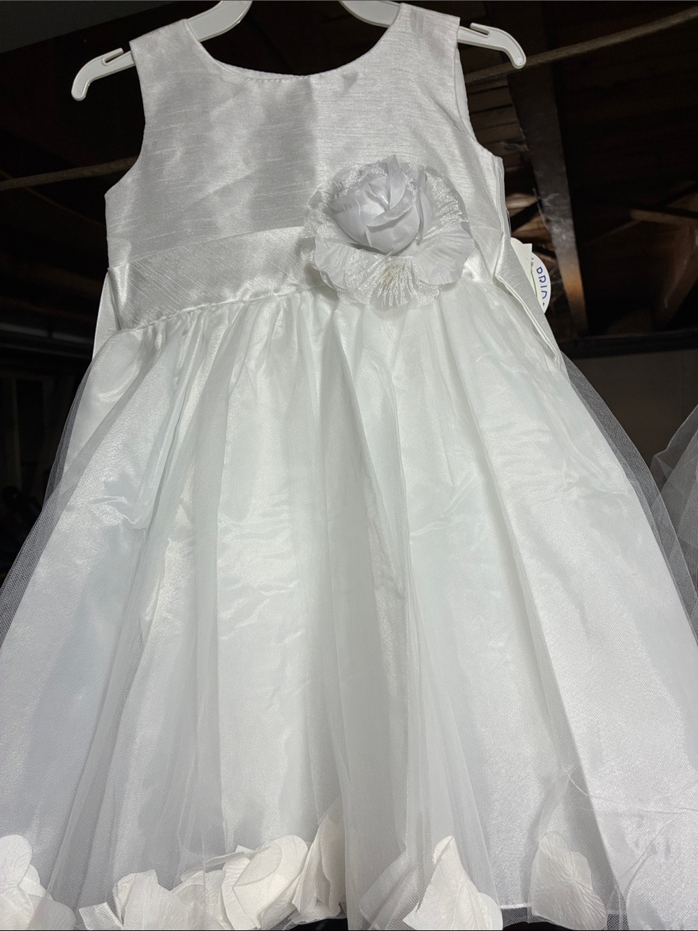 White Flower-Appliqué Girls' Formal Dress